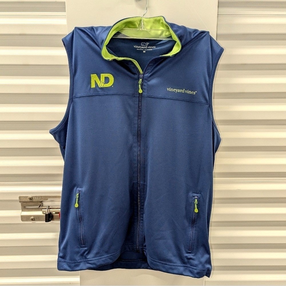 Vineyard Vine Performance‎ Full Zip Vest Blue Lime Golf Corporate Medium